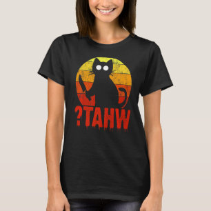Tahw Horror Cat Backwards Spooky Halloween With Kn T-Shirt
