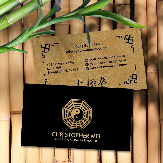 Tai Chi Bagua map black and gold Business Card (Creator Uploaded)
