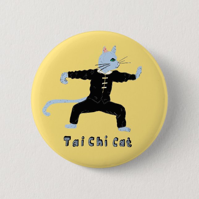 Tai chi cat marshal arts gift 6 cm round badge (Front)