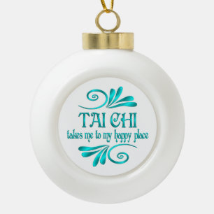 Tai Chi Happy Place Ceramic Ball Christmas Ornament