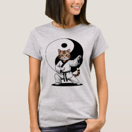 Tai Chi Master Tabby Cat Yin Yang T-Shirt