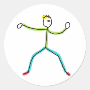 Tai Chi Stickman Classic Round Sticker