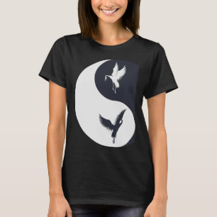 Tai Chi White Crane Yin Yang Qi Gong Chinese White T-Shirt