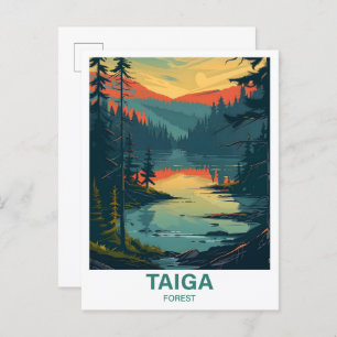 Taiga Forest Illustration Travel Postcard