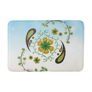 Taiji Flower – Green & Yellow Botanical Art Bath Mat
