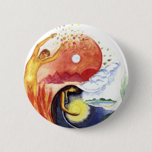 Taijitu illustrating polarity 6 cm round badge
