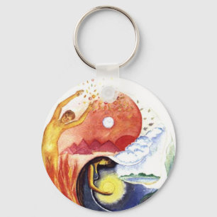 Taijitu illustrating polarity key ring