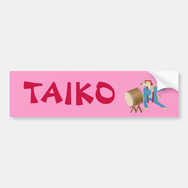 Taiko Drum Cartoon Dog Taiko Drummer Bumper Sticker (Front)