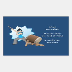 Taiko Smells Like Awesome (Art + Haiku) Rectangular Sticker