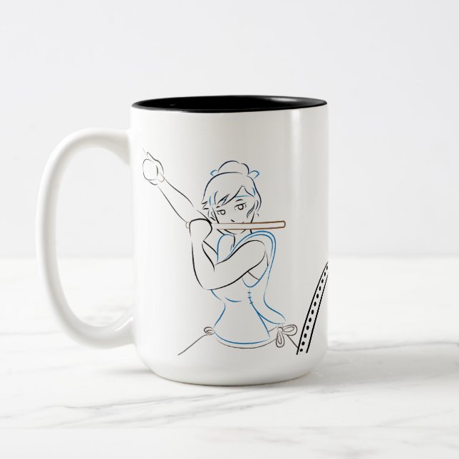 Taiko Smells Like Awesome (Haiku & Art) Two-Tone Coffee Mug (Left)