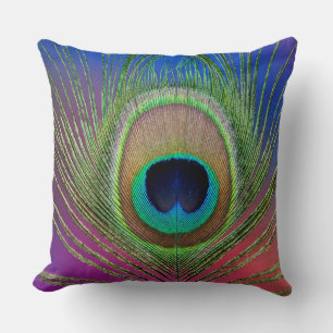 Tail feather of a peacock cushion