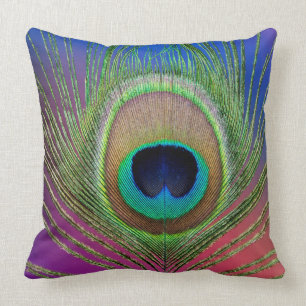 Tail feather of a peacock cushion