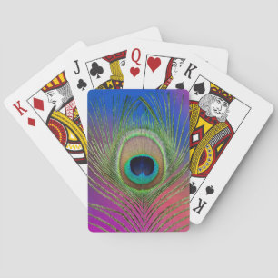 Tail feather of a peacock playing cards