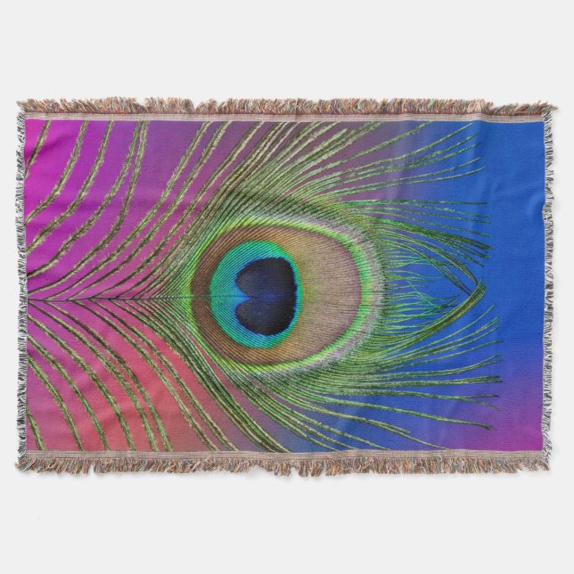 Tail feather of a peacock throw blanket (Front)