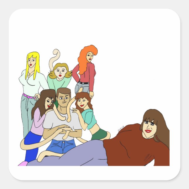 Tail harem   square sticker (Front)