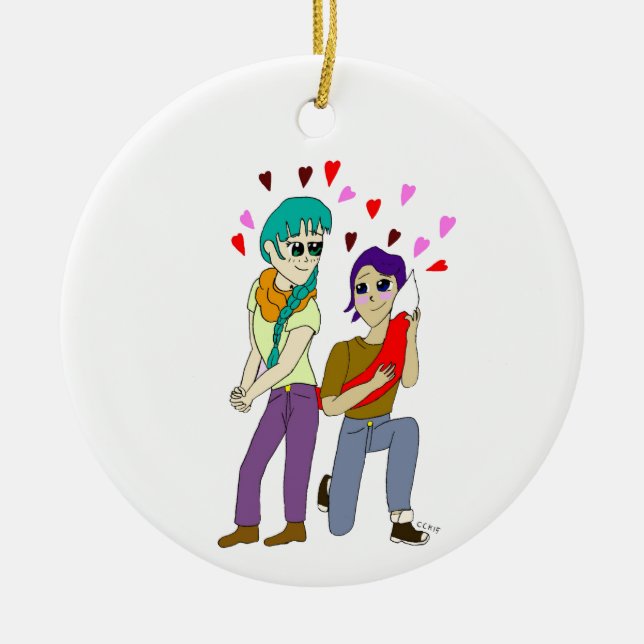 tail love      ceramic ornament (Front)
