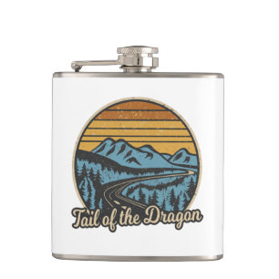 Tail Of The Dragon Retro Hip Flask