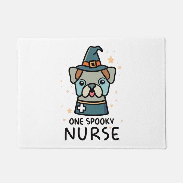 Tail-Wagging Fun for Halloween One Spooky Nurse Do Doormat (Front)