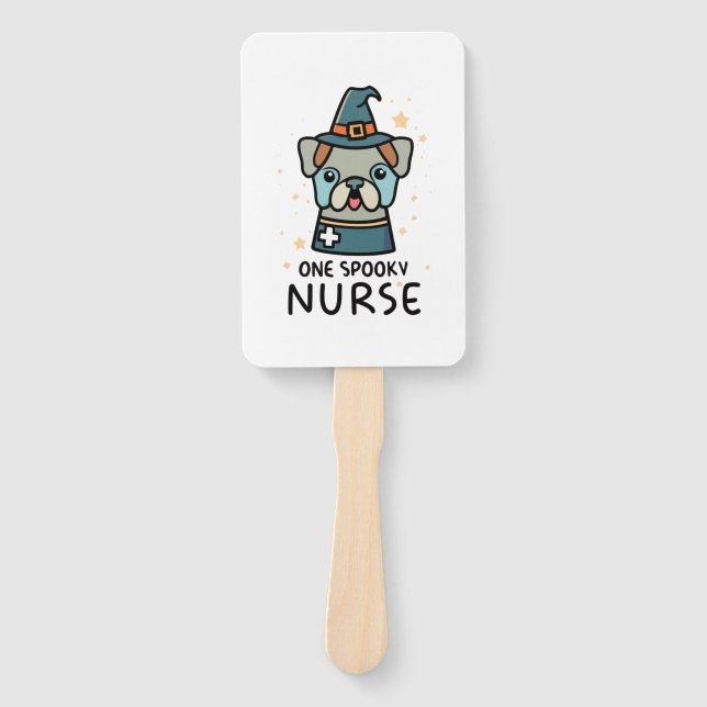 Tail-Wagging Fun for Halloween One Spooky Nurse Do Hand Fan (Front)