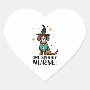 Tail-Wagging Health Charm One Spooky Nurse Dog Heart Sticker