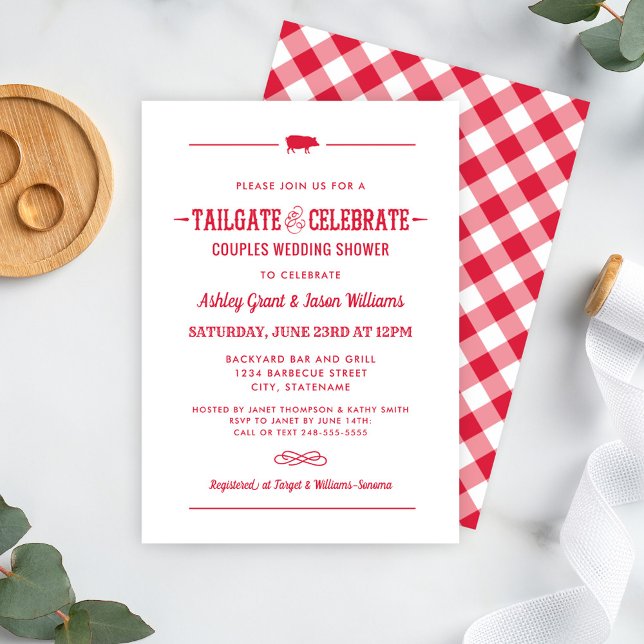 Tailgate and Celebrate Red Couples Wedding Shower Invitation (Creator Uploaded)
