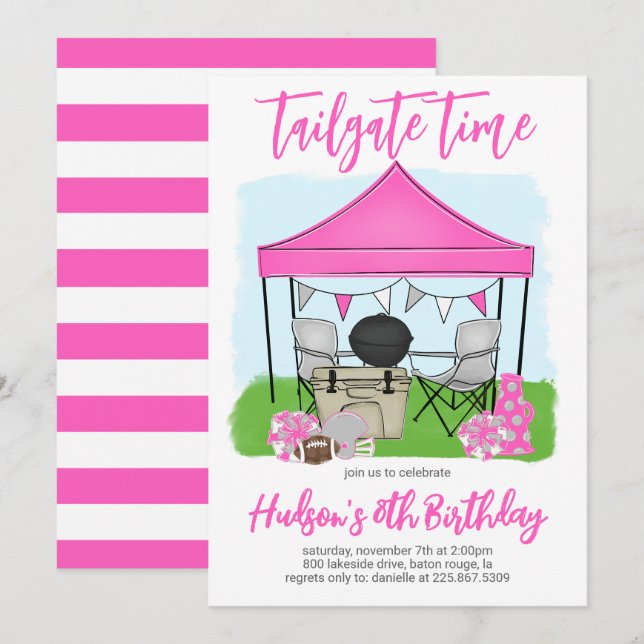 Tailgate Time Football Birthday Invitation (Front/Back)