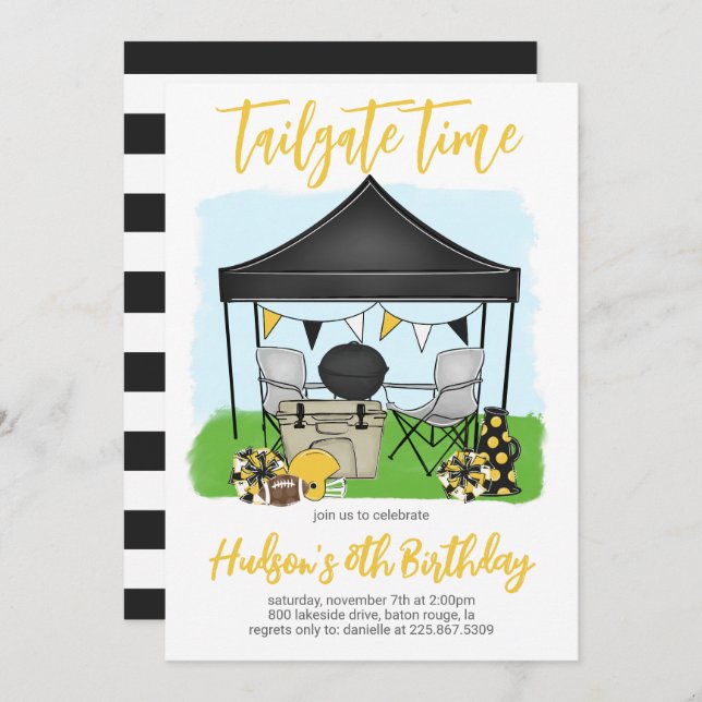 Tailgate Time Football Birthday Invitation (Front/Back)