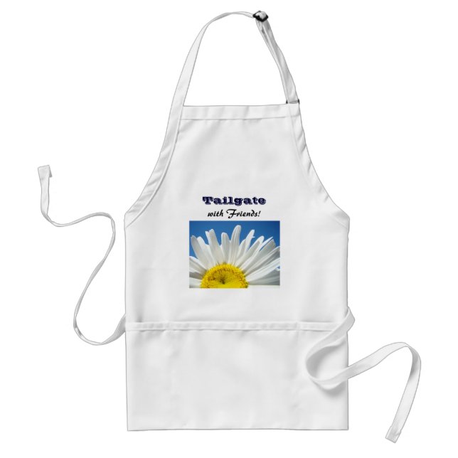 Tailgate with Friends! aprons Daisy Flower Blue (Front)