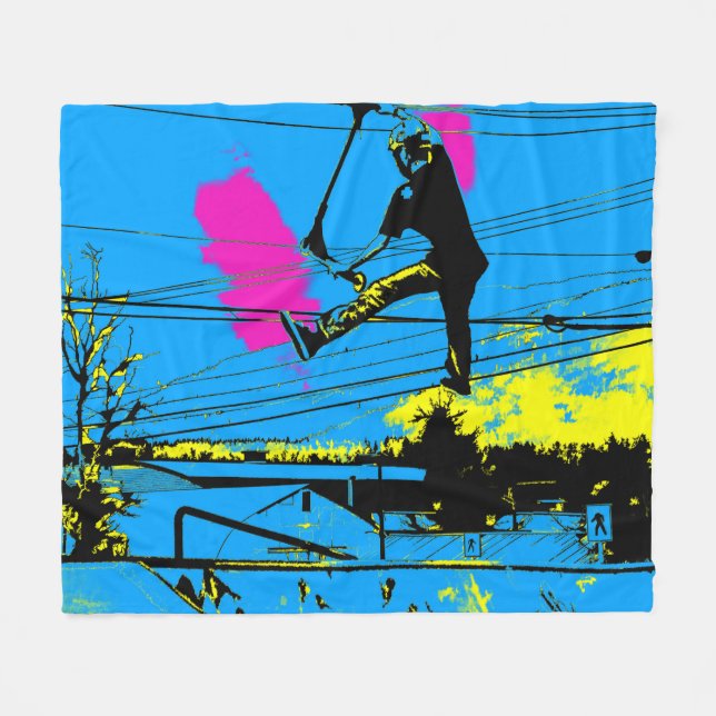 Tailgating  -  High Flying Scooter Stunt Fleece Blanket (Front (Horizontal))