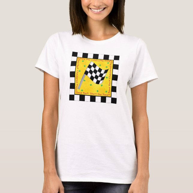 Tailgating Race Fan Chequered Flag Custom T-Shirt (Front)