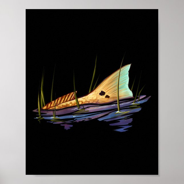 Tailing Redfish Red Drum Fish Shirt Redfish Tail  Poster (Front)