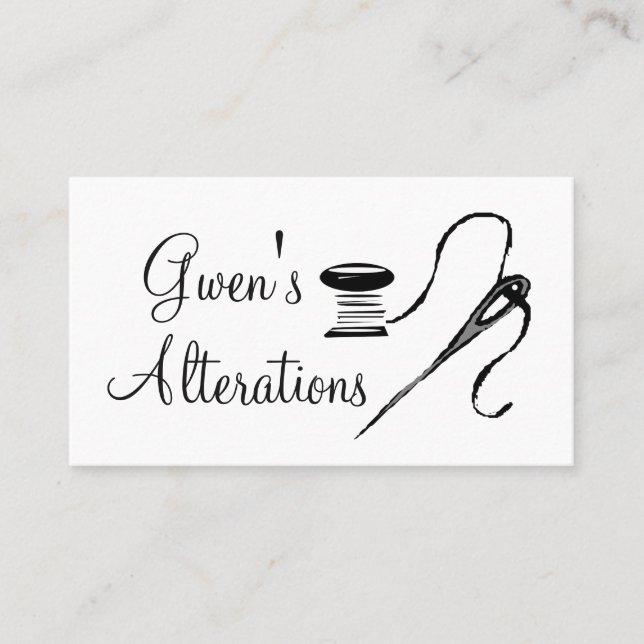 Tailor, Alterations, Tailoring, Seamstress, Tailor Business Card (Front)