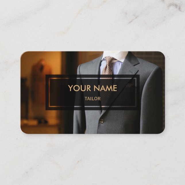 Tailor (Elegant Photo Overlay) Business Card (Front)