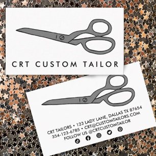 Tailor Fabric Scissors Chic Line Drawing CUSTOM Business Card