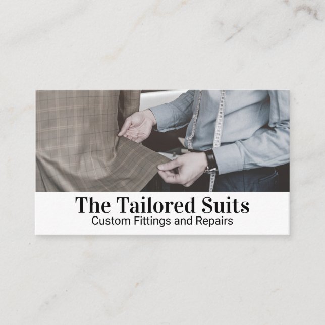 Tailor Fitting a Suit Business Card (Front)