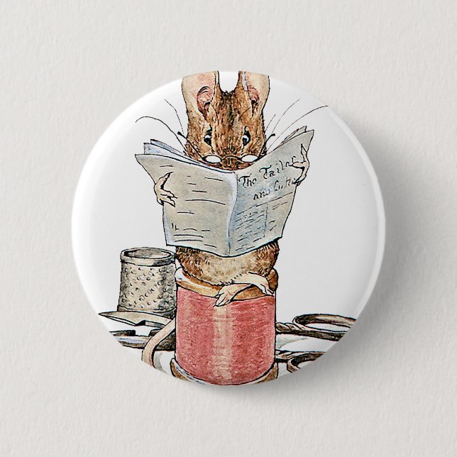 Tailor Mouse on Spool of Thread 6 Cm Round Badge (Front)