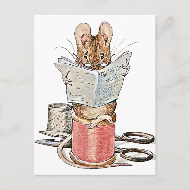 Tailor Mouse on Spool of Thread Postcard (Front)