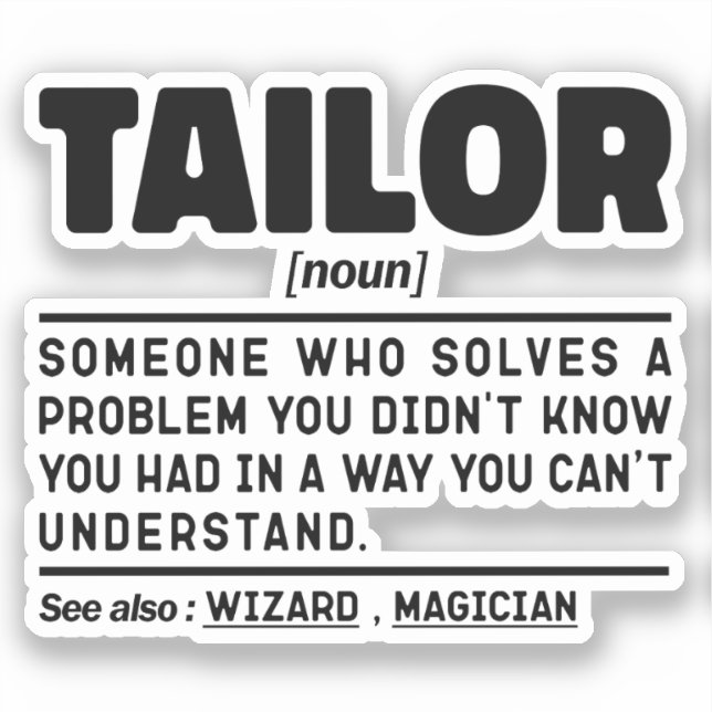 Tailor Noun Definition Sewing Lovers Sarcastic  (Front)