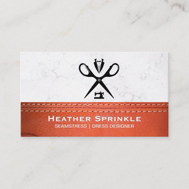Tailor Scissors | Sewing Machine Logo Business Card (Front)