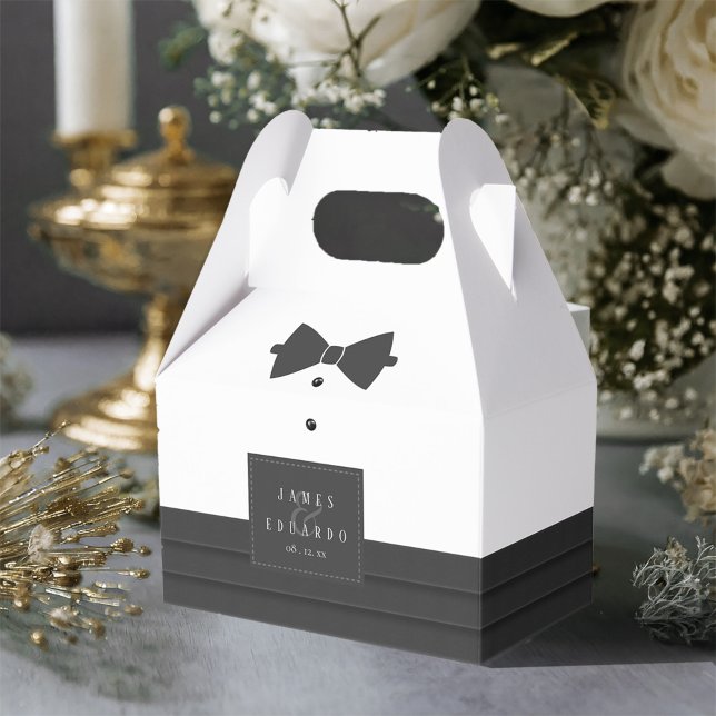 Tailored Black Bow Tie Wedding ID1090 Favour Box (Creator Uploaded)