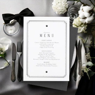 Tailored Black & White Wedding Menu White ID1090
