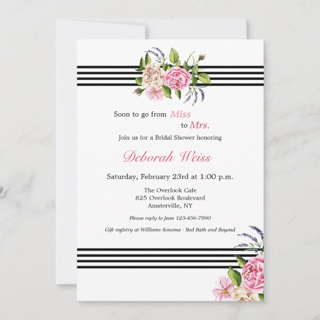 Tailored Bridal Shower Invitation (Front)