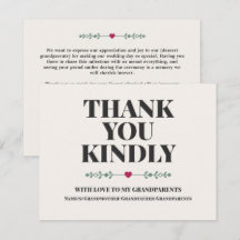 Tailored Grandparent's Custom Wedding Thank You 