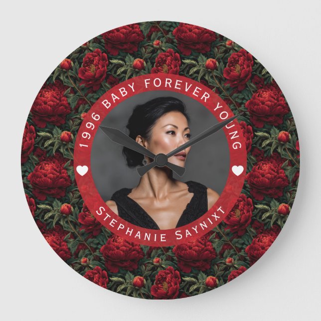 Tailored Lilies Floral Her Birthday Large Clock (Front)