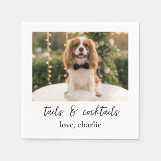 Tails & Cocktails Funny Dog Wedding Cocktail Napkin