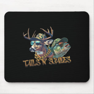 Tails N Scales Funny Hunting Father Day Love Fishi Mouse Pad