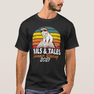 Tails Tales Summer Reading 2021 Cat Book Librarian T-Shirt