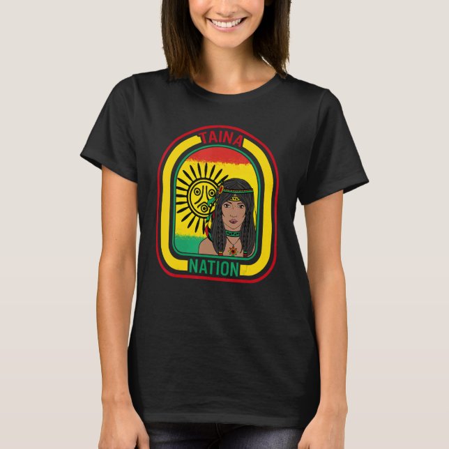Taina Nation Taino Sun Symbol Native American Ance T-Shirt (Front)