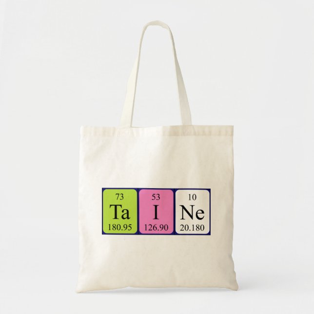 Taine periodic table name tote bag (Front)