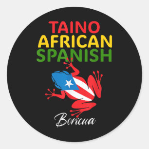 Taino African Spanish Coqui Puerto Rico Flag Boric Classic Round Sticker
